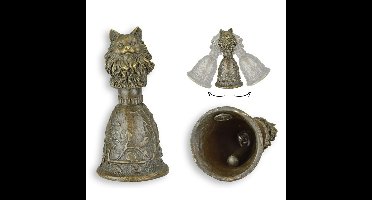 BRONZEN TAFELBEL MET KATTENKOP GREEP