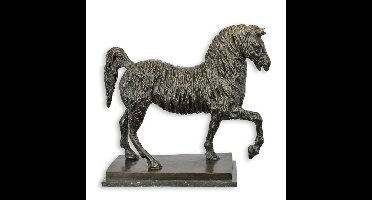 A BRONZE SCULPTURE OF A TROTTING HORSE