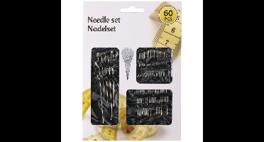 Naaisetje met naalden - metaal - 60 delig - Knopen aanzetten/kleding maken
