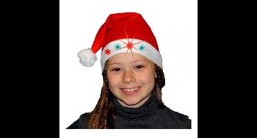 Sandy Kerstmuts - met lampjes - rood - kinderen - kerstaccessoires