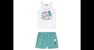 Peuter Meisjes Set, 2-delig, van zachte single-jersey kwaliteit. (Wit/mint, 98/104)