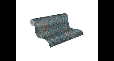 AS CRÉATION Vliesbehang (Petrol met beige, 10,05 x 0,53 m)