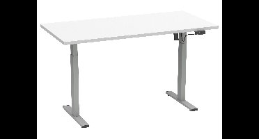 VCM Bureautafel E-Lona, traploos in hoogte verstelbaar. (Wit/zilver, 160 x 80 cm)