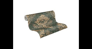 AS CRÉATION Vliesbehang (Donkergroen met goudbeige, 10,05 x 0,53 m)