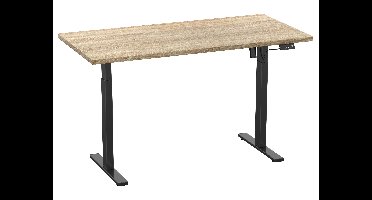 VCM Bureautafel E-Lona, traploos in hoogte verstelbaar. (Sonoma eiken/zwart, 140 x 80 cm)