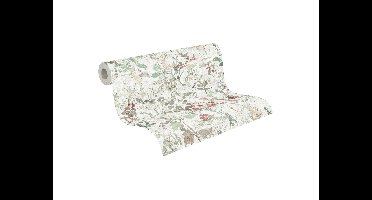 AS CRÉATION Vliesbehang (Crème met groen en rood, 10,05 x 0,53 m)