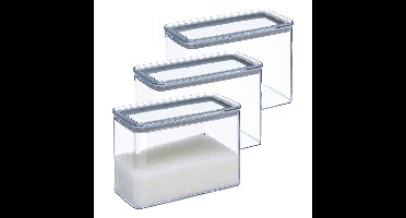 5Five Voorraadpot - 4x - keuken/voedsel - kunststof - 2000 ml - luchtdichte deksel - transparant