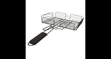 BBQ/barbecue rooster - grill mand - metaal/hout - 30 x 26 x 6 cm