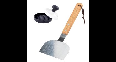 BBQ/barbecue spatel - rvs - met hamburgerperser - Vleesperser - Gehaktperser - Vlees spatel