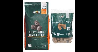 BBQ starterspakket - houtskool briketten 5 kilo - barbecue superstarter aanmaakblokjes 34x