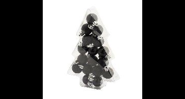Cosy & Trendy Kerstballen - 17x stuks zwart - kunststof - 3 cm