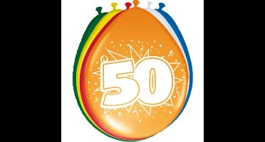 Folat Verjaardag leeftijd ballonnen 50 jaar - 16x - multi - 50 cm - Abraham - versiering