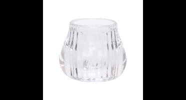 Glazen theelichthouder / waxinelichthouder transparant rond 8 cm