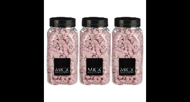 Mica Decorations decoratie steentjes - 3x - roze - 650ml - hobby steentjes