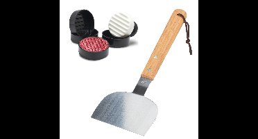 RVS BBQ/barbecue spatel met hamburgerpersers 4-delig