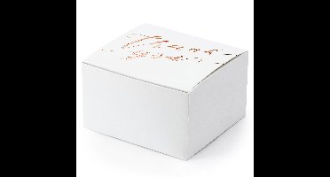 Cadeaudoosje Thank You - Bruiloft bedankje - 10x stuks - wit/rosegoud - papier - 6 x 4 cm