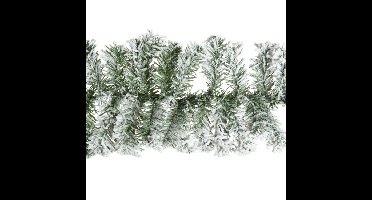 Dennenslinger/dennen guirlande - groen - besneeuwd - 270 x 9,5 cm - PVC - 160 tips