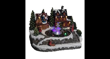Kerstdorp kerst tafereel - huisjes - led verlichting - 25 cm
