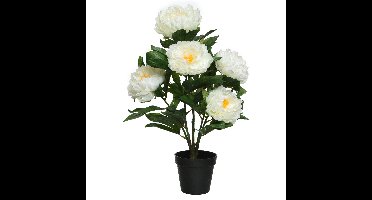 Kunst pioenroos in pot - H57 cm - wit - kunst struik