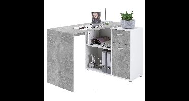 Hoekbureau Albert 117 cm breed in grijs beton met wit