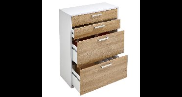 Ladekast Calvia 111 cm hoog - wit met oud eiken