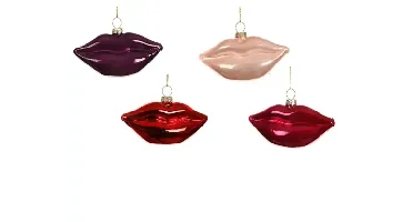 Decoris kersthanger glas lippen - assortiment
