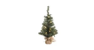 Everlands Miniboom jute prelit - groen/warm wit