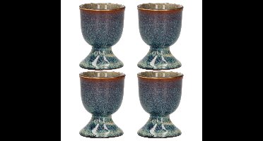 Eierdopje van porselein - 6x stuks - bruin - 5 cm - Houders voor gekookte eieren - Ontbijt en lunch