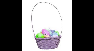 Everlands paasmandje - paars - D20 x H38 cm - bamboe - thema pasen