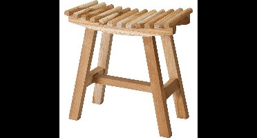 Home & Styling Krukje - teak hout - lichtbruin - 40 x 20 x 40 cm - bijzetkrukje - badkamer