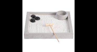 Japanse zen tuin voor thuis/kantoor - grijs - 20 x 20 cm - minituin
