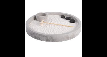 Japanse zen tuin voor thuis/kantoor - grijs - D24 cm - rond - minituin