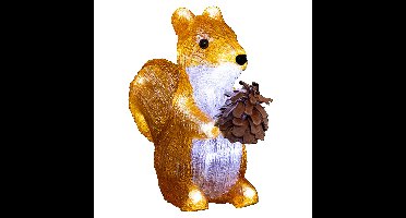 Kerstverlichting figuur - eekhoorn - met dennenappel - 20 x 9 x 19 cm - 20 LED lampjes wit