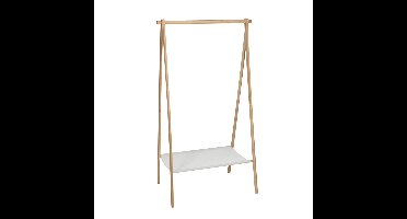 Kledingrek met plank - bamboe - lichtbruin/wit - 86 x 57 x 155 cm