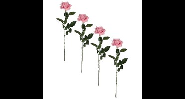 Mica Decorations Roos - 4x - 66 cm - roze - kunststof decoratie