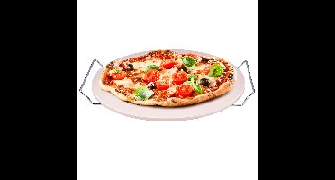 Pizzasteen BBQ - oven - rond - keramiek - 33 cm - met handvaten