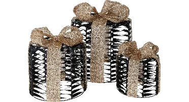 Kerstdecoratie Cadeau LED Zwart 23cm