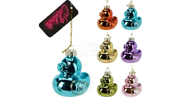 Kerstornament Badeend Glas Assorti 1st