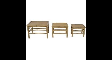 Bamboe kruk rechthoek 58-48-39 cm - Set van 3 stuks