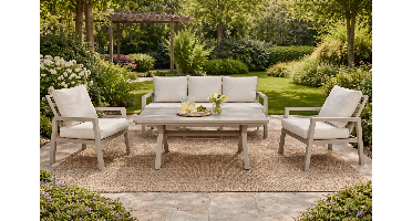 SenS-Line Colin loungeset 4-delig aluminium met beige kussens