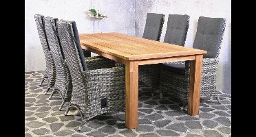 SenS-Line Haria tuinset - 6 wicker stoelen met teakhouten tafel